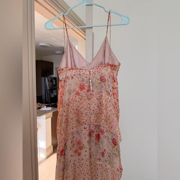 Zara Pink Floral High-Low Slip Dress - Picture 4 of 6